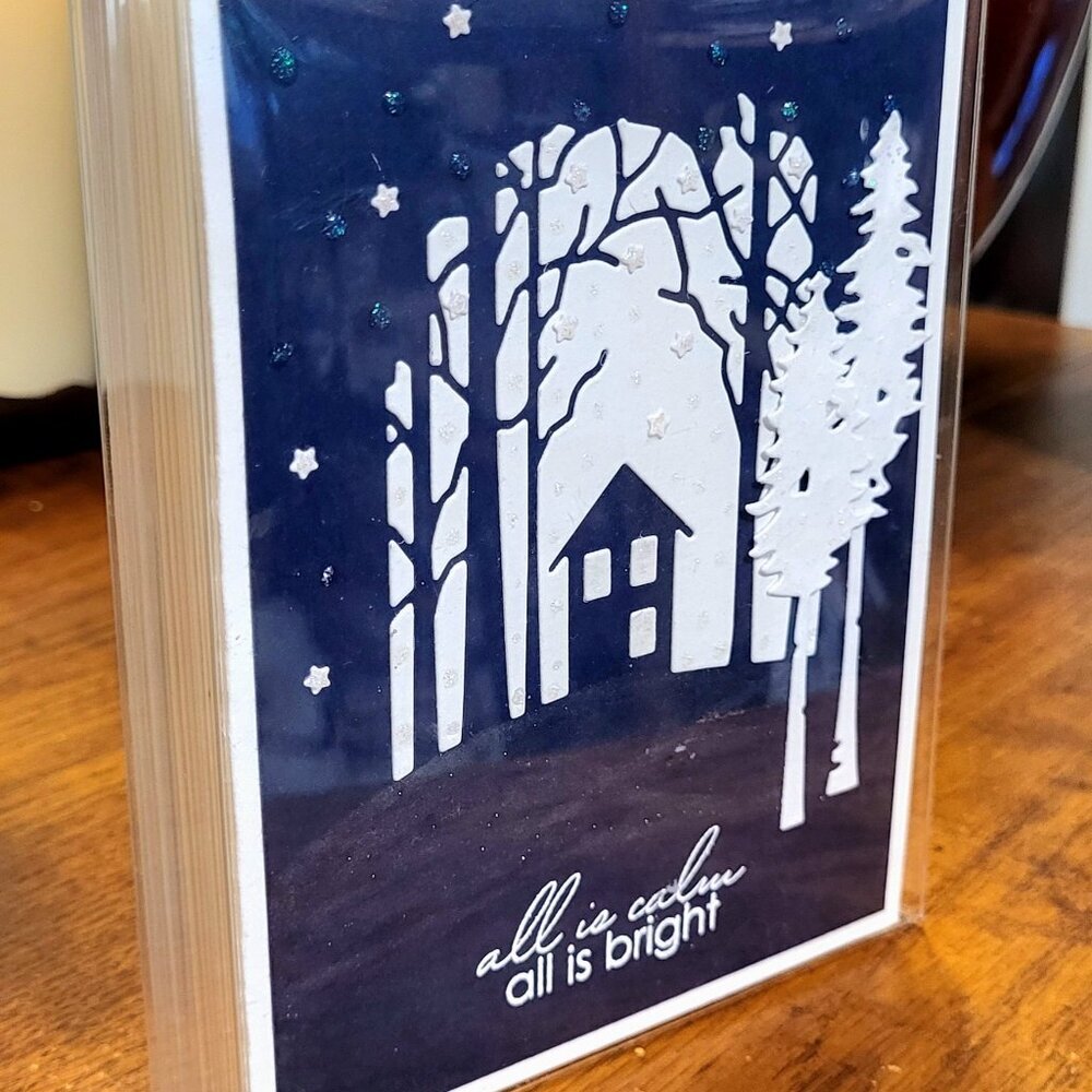 Set of 9 Handmade Christmas Holiday Cards 3D Winter Cabin Eco-Friendly Gift